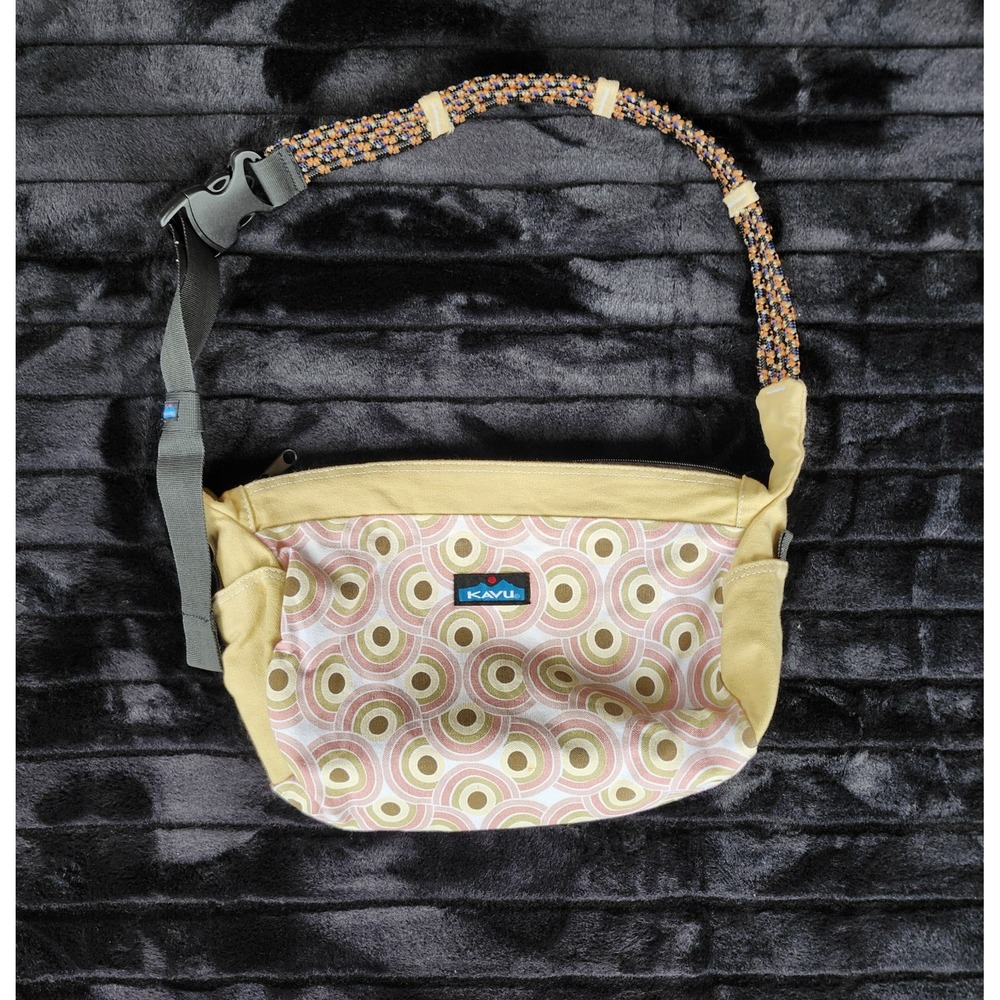 Kavu Sydney Satchel Crossbody Bag Adjustable Strap Retro Circle Shape Printed
